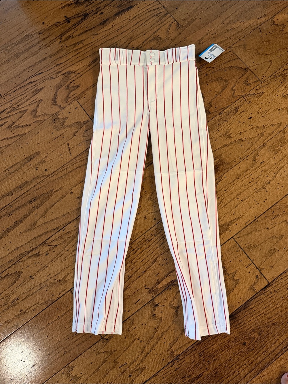 Youth Champro red pinstripe open bottom baseball pants